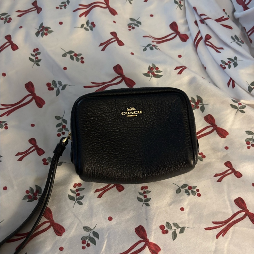 Coach Black Pebbled Leather Wristlet